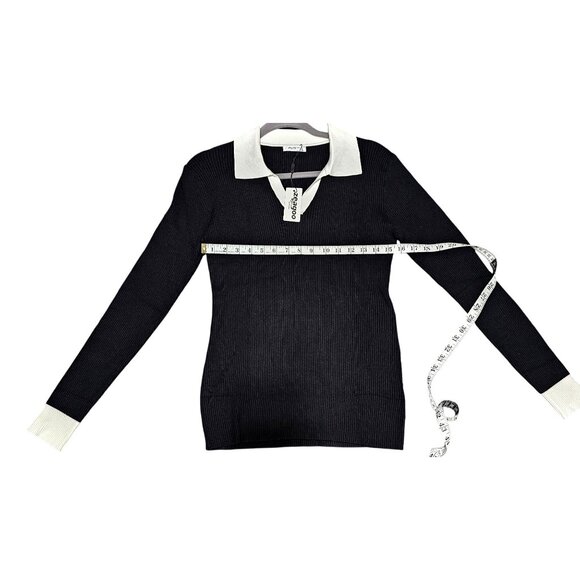 Zeagoo‎ Black & White Knit Long Sleeve Collared Sweater XXL - Picture 7 of 7